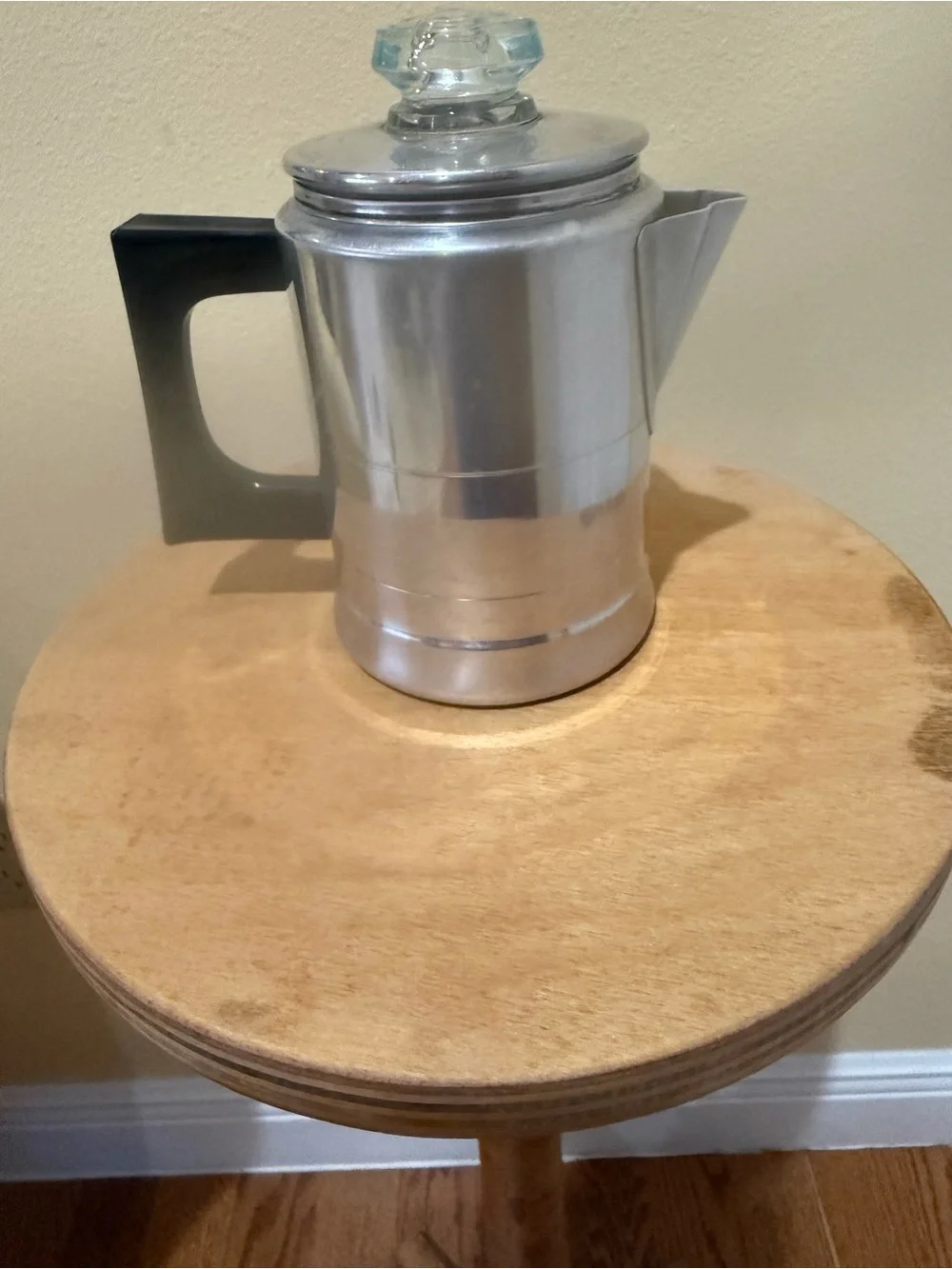 Classic Stainless Steel Coffee Percolator with Black Handle 2 cup comet